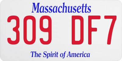 MA license plate 309DF7