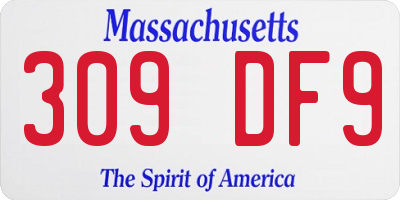 MA license plate 309DF9