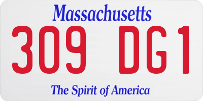 MA license plate 309DG1