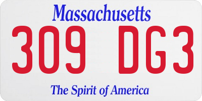 MA license plate 309DG3
