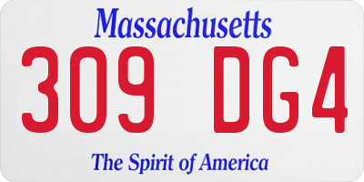 MA license plate 309DG4