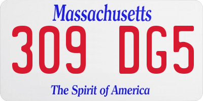 MA license plate 309DG5