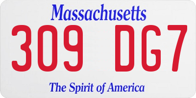 MA license plate 309DG7