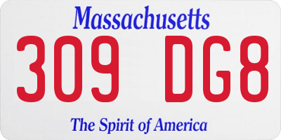 MA license plate 309DG8
