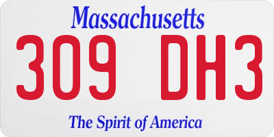 MA license plate 309DH3