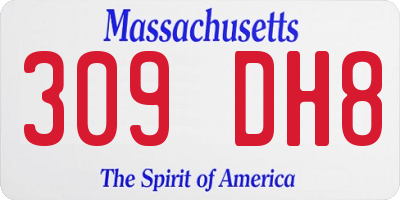 MA license plate 309DH8