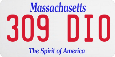 MA license plate 309DI0
