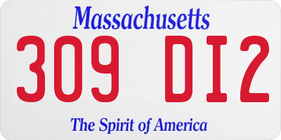 MA license plate 309DI2