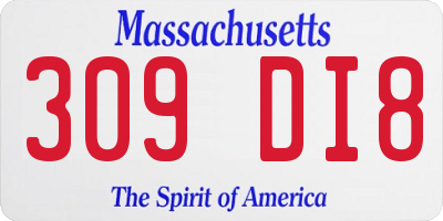 MA license plate 309DI8