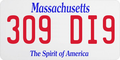 MA license plate 309DI9