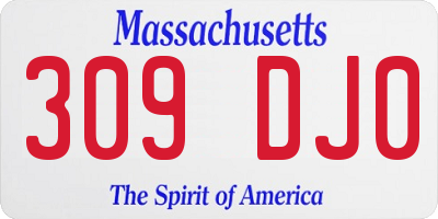 MA license plate 309DJ0