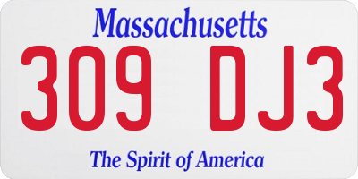 MA license plate 309DJ3