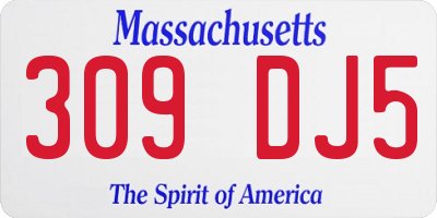 MA license plate 309DJ5