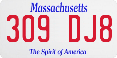 MA license plate 309DJ8