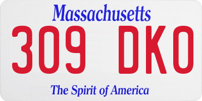 MA license plate 309DK0