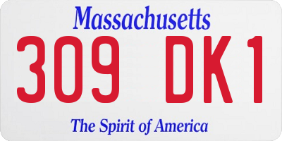 MA license plate 309DK1