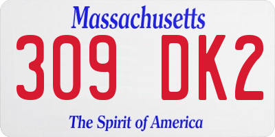 MA license plate 309DK2