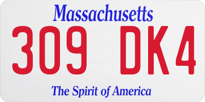 MA license plate 309DK4