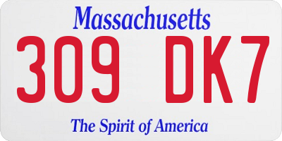 MA license plate 309DK7