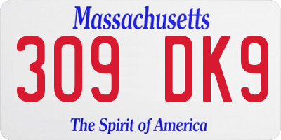 MA license plate 309DK9