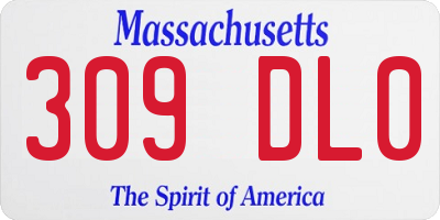 MA license plate 309DL0