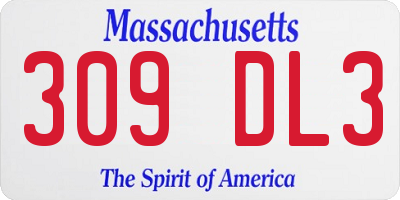 MA license plate 309DL3