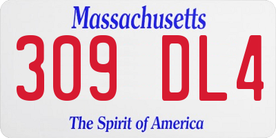 MA license plate 309DL4