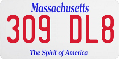 MA license plate 309DL8