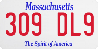 MA license plate 309DL9