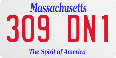 MA license plate 309DN1