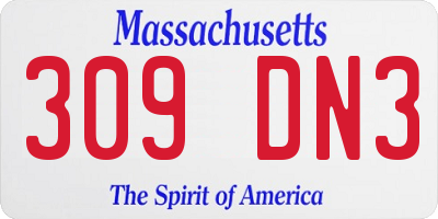 MA license plate 309DN3