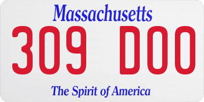 MA license plate 309DO0
