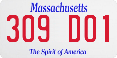 MA license plate 309DO1