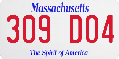 MA license plate 309DO4