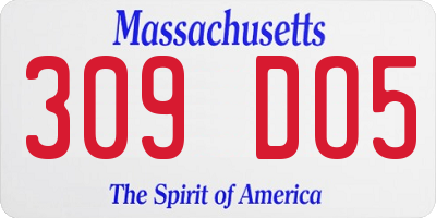 MA license plate 309DO5