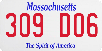 MA license plate 309DO6