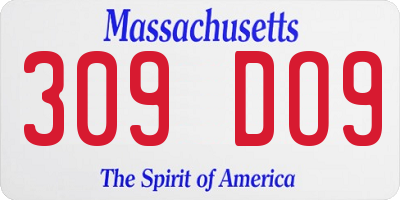 MA license plate 309DO9