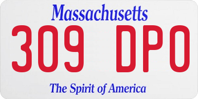 MA license plate 309DP0
