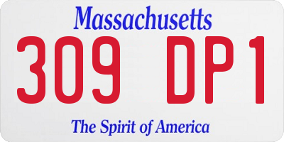 MA license plate 309DP1