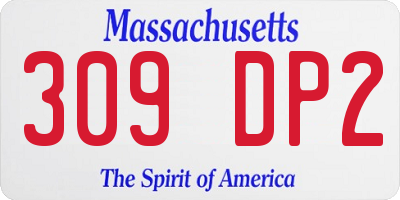 MA license plate 309DP2