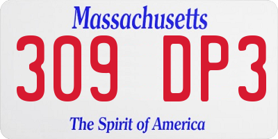 MA license plate 309DP3