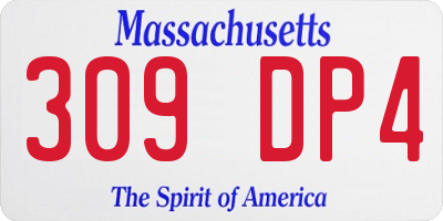 MA license plate 309DP4