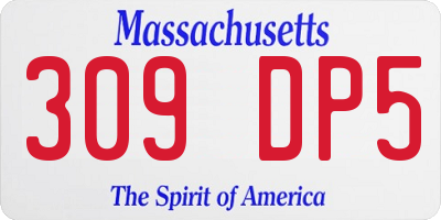 MA license plate 309DP5