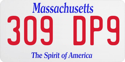 MA license plate 309DP9
