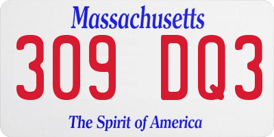 MA license plate 309DQ3