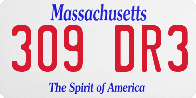 MA license plate 309DR3