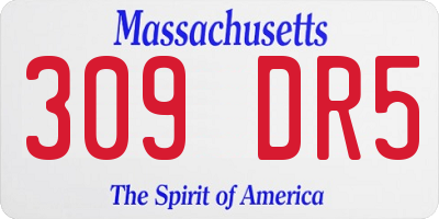 MA license plate 309DR5