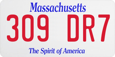 MA license plate 309DR7