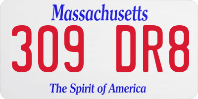 MA license plate 309DR8