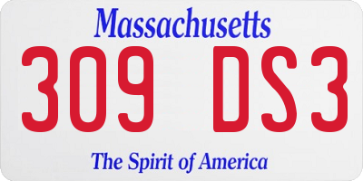 MA license plate 309DS3